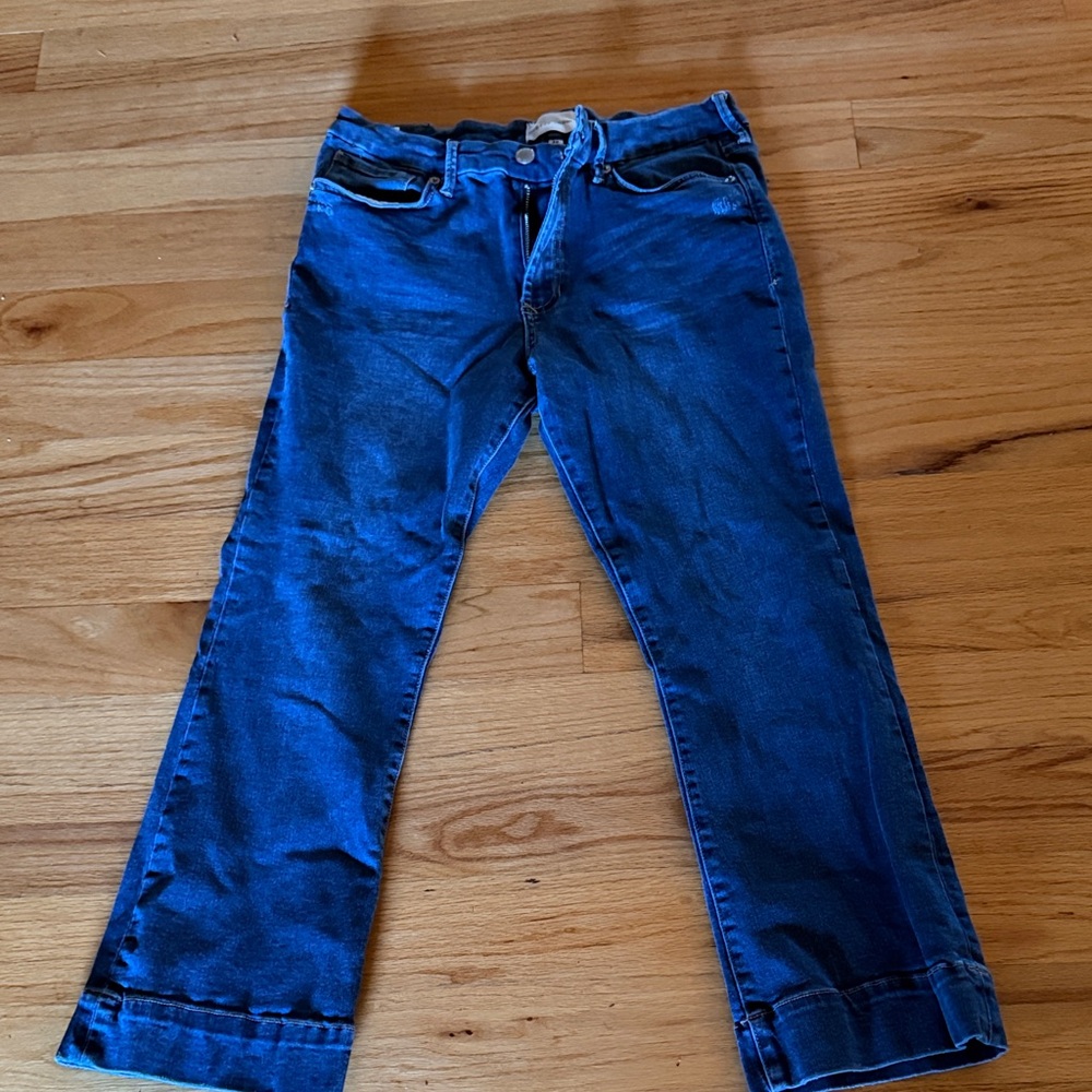Dear John Indigo Wide Leg Jeans with Cuffed Hem